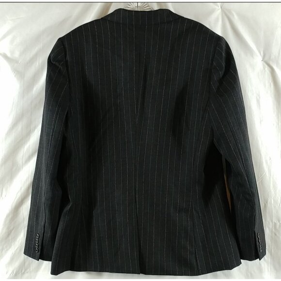 Chap's Men's Gray & Pink Stripes Long Sleeve Wool Suit Buttoned Jacket Size 38 R - Picture 2 of 11